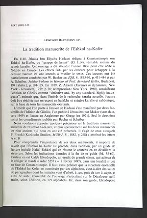 Image du vendeur pour La tradition manuscrite de l'Eshkol ha-Kofer; mis en vente par books4less (Versandantiquariat Petra Gros GmbH & Co. KG)