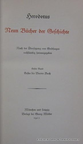 Neun Bücher der Geschichte. Nach der Übersetzung von Goldhagen vollständig herausgegeben. 2 Bände...