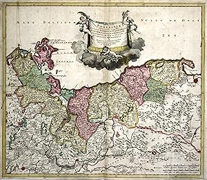 Kupferstich- Karte, b. Theodor Danckerts, "Ducatus Pomeraniae tabula Generalis in qua sunt .".