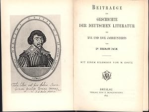 Bild des Verkufers fr Beitraege zur Geschichte der deutschen Literatur des XVI. und XVII. Jahrhunderts, zum Verkauf von Antiquariat Kastanienhof