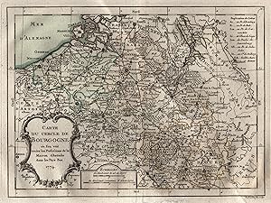 Kupferstich- Karte, v. Desbruslins, "Carte du Cercle de Bourgogne ou l'on voit toutes les Posseßi...
