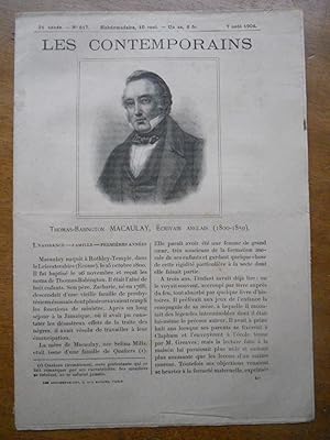 Imagen del vendedor de Les contemporains - 21e annee n617 - 7 aout 1904 - Thomas-Babington MACAULAY a la venta por Frederic Delbos