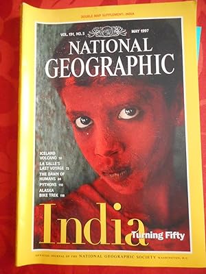 Image du vendeur pour National Geographic - Vol 191, No 5 - India turning fifty, iceland's trial by fire, la salle's last voyage, the dawn of humans, hunting the mighty python, biking across the alaska range mis en vente par Frederic Delbos