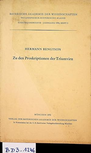 Zu den Proskriptionen der Triumvirn (=Sitzungsberichte / Bayerische Akademie der Wissenschaften, ...