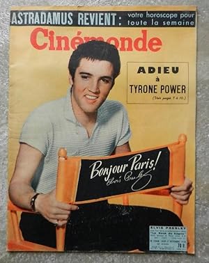 Cinémonde. N° 1268, jeudi 27 novembre 1958. Adieu à Tyrone Power. Bonjour Paris ! Elvis Presley.