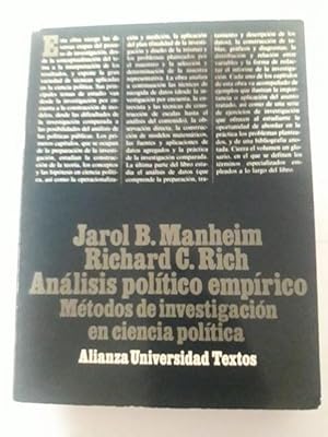 Bild des Verkufers fr Analisis politico empirico. Metodos de investigacion en ciencia politica zum Verkauf von Libros Ambig