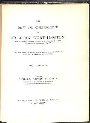 Image du vendeur pour The Diary and Correspondence of Dr. John Worthington mis en vente par WeBuyBooks