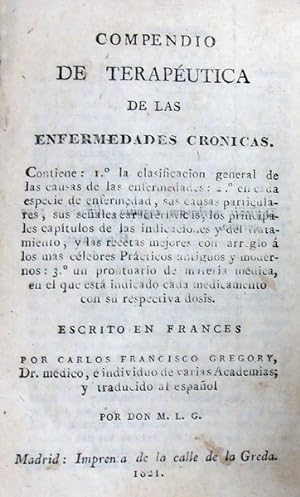 COMPENDIO DE TERAPÉUTICA DE LAS ENFERMEDADES CRONICAS.