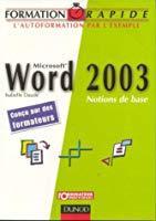 Imagen del vendedor de Word 2003 : Notions De Base a la venta por RECYCLIVRE