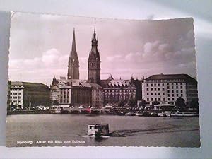 Hamburg. Alster mit Blick zum Rathaus. s/w. , Ansichtskarte