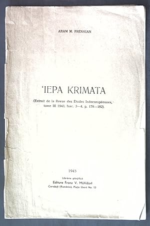 Immagine del venditore per Iepa Krimata; Extrait de la Revue des tudes Indoeuropennes; venduto da books4less (Versandantiquariat Petra Gros GmbH & Co. KG)