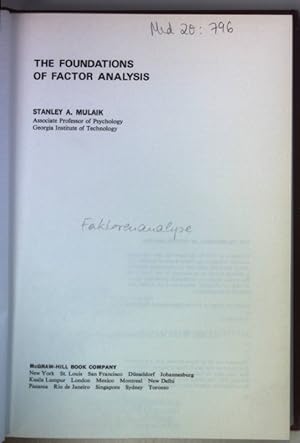 Bild des Verkufers fr Foundations of Factor Analysis. zum Verkauf von books4less (Versandantiquariat Petra Gros GmbH & Co. KG)