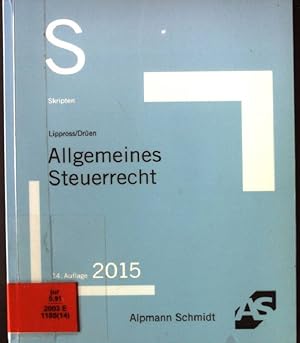 Image du vendeur pour Allgemeines Steuerrecht. Skripten mis en vente par books4less (Versandantiquariat Petra Gros GmbH & Co. KG)