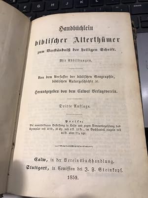 Bild des Verkufers fr Handbchlein biblischer Alterthmer zum Verstndni der heiligen Schrift. zum Verkauf von Altstadt-Antiquariat Nowicki-Hecht UG