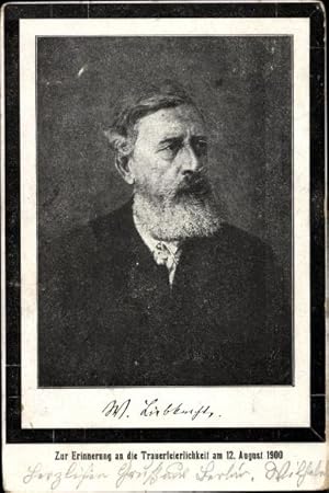 Passepartout Ansichtskarte / Postkarte Wilhelm Liebknecht, Gründervater der SPD, Trauerkarte 1900