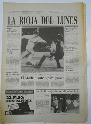 LA RIOJA DEL LUNES. Nº 16. 7 DE DICIEMBRE DE 1987. LOGROÑES 1 REAL MADRID 3. LAS GAUNAS. TDKPR2