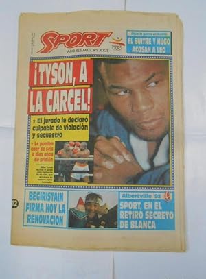 DIARIO SPORT MIERCOLES 12 DE FEBRERO 1992. ¡MIKE TYSON A LA CARCEL!. TDKPR2