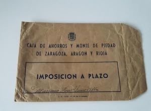 Sobre imposicion caja ahorros y monte piedad zaragoza aragon y rioja - tdkc12