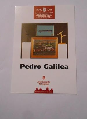 TARJETA DE LA EXPOSICION DEL PINTOR Y ESCULTOR RIOJANO PEDRO GALILEA EN LOGROÑO. FEBRERO 1995. TDKP8