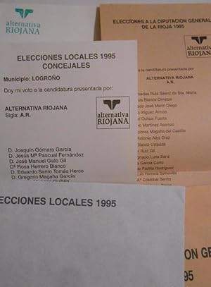 PROPAGANDA PROGRAMA ELECTORAL Y PAPELETAS DE VOTACION ALTERNATIVA RIOJANA ELECCIONES 1995. TDKP7