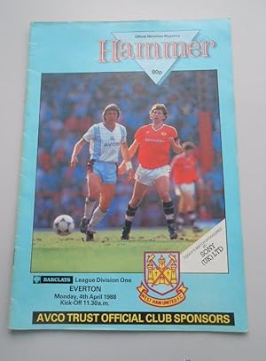 REVISTA HAMMER. OFFICIAL MATCHDAY MAGAZINE. WEST HAM. 1988 ABRIL. TDKP5