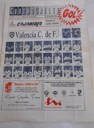 REVISTA CUATRO CALLES Nº 35. LAS GAUNAS. 12 de marzo 1989. PREVIA LOGROÑES VALENCIA C.F. TDKR22