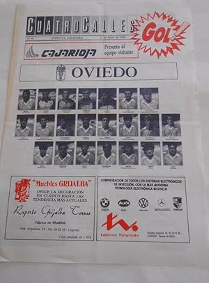 REVISTA CUATRO CALLES Nº 41. LAS GAUNAS. 11 DE JUNIO 1989. PREVIA LOGROÑES REAL OVIEDO. TDKR22