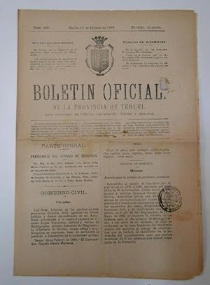 BOLETIN OFICIAL DE LA PROVINCIA DE TERUEL. Nº 100. MARTES 17 DE FEBRERO DE 1880. TDKPR1