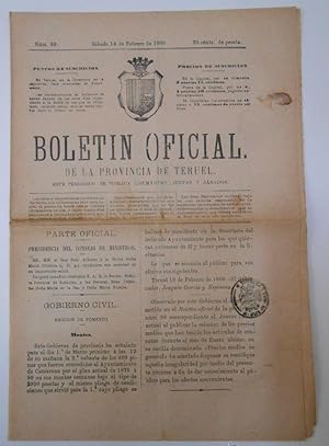 BOLETIN OFICIAL DE LA PROVINCIA DE TERUEL. Nº 99. SABADO 14 DE FEBRERO DE 1880. TDKPR1