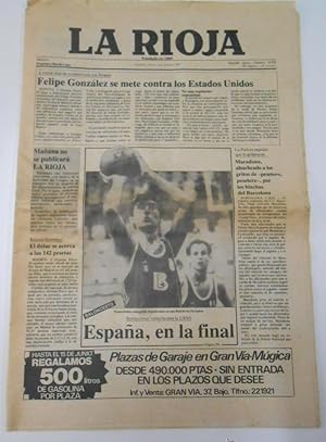 PERIODICO LA RIOJA 2 E JUNIO DE 1983. ESPAÑA EN LA FINAL EUROPEO DE BALONCESTO. TDKPR1