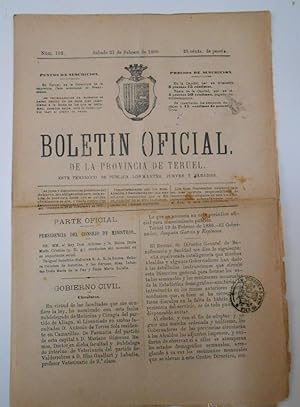 BOLETIN OFICIAL DE LA PROVINCIA DE TERUEL. Nº 102. SABADO 21 DE FEBRERO DE 1880. TDKPR1