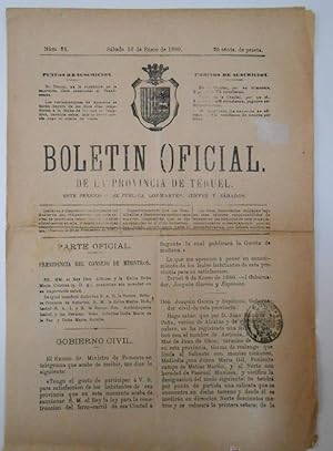 BOLETIN OFICIAL DE LA PROVINCIA DE TERUEL. Nº 84. 10 DE ENERO DE 1880. TDKPR1