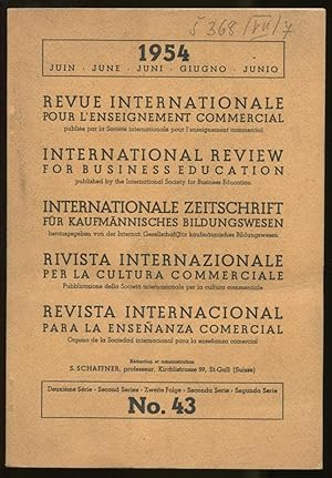 Bild des Verkufers fr Revue Internationale pour l'Enseignement Commercial, deuxime Srie, No. 43, Juin 1954 zum Verkauf von Antikvariat Valentinska