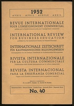 Bild des Verkufers fr Revue Internationale pour l'Enseignement Commercial, deuxime Srie, No. 40, Avril 1952 zum Verkauf von Antikvariat Valentinska