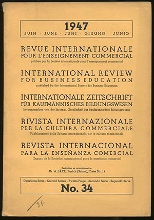 Bild des Verkufers fr Revue Internationale pour l'Enseignement Commercial, deuxime Srie, No. 34, Juin 1947 zum Verkauf von Antikvariat Valentinska