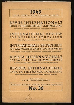 Bild des Verkufers fr Revue Internationale pour l'Enseignement Commercial, deuxime Srie, No. 36, Juin 1949 zum Verkauf von Antikvariat Valentinska