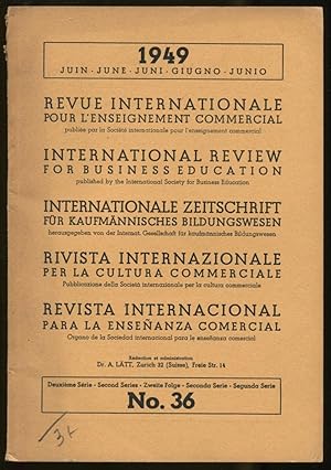 Bild des Verkufers fr Revue Internationale pour l'Enseignement Commercial, deuxime Srie, No. 36, Juin 1949 zum Verkauf von Antikvariat Valentinska