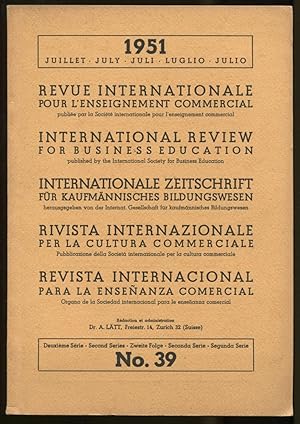 Bild des Verkufers fr Revue Internationale pour l'Enseignement Commercial, deuxime Srie, No. 39, Juillet 1951 zum Verkauf von Antikvariat Valentinska