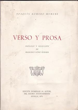 Imagen del vendedor de Verso y prosa a la venta por LIBRERA GULLIVER