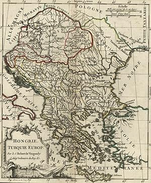 Hungary Turkey in Europe 1788 Vaugondy antique engraved hand color map