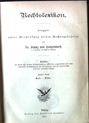 Bild des Verkufers fr Rechtslexikon, Zweiter Band Encyklopdie der Rechtswissenschaft in Systematischer und alphabetischer Bearbeitung. Zweiter Theil zum Verkauf von books4less (Versandantiquariat Petra Gros GmbH & Co. KG)