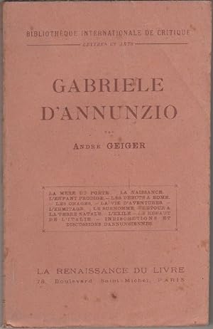 Image du vendeur pour Gabriele D'Annunzio - Andr Geiger mis en vente par libreria biblos