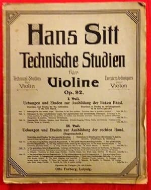 Bild des Verkufers fr Technische Studien fr Violine Op. 92 II. Teil Heft V (Der gestoene Bogenstrich. Uebungen mit Stricharten. Gebrochene Akkorde mit Stricharten. Staccato) zum Verkauf von ANTIQUARIAT H. EPPLER