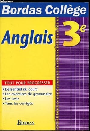 Bild des Verkufers fr Bordas Collge - Anglais 3e - zum Verkauf von Le-Livre