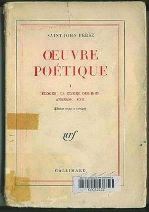 Seller image for Oeuvre Poetique I : Eloges - La Gloire Des Rois - Anabase - Exil for sale by BOOKSTALLblog