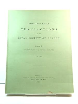 Philosophical Transactions of the Royal Society of London. Series B, Containing Papers of a Biolo...