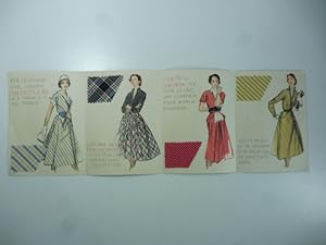Leumann. Estate 1952. Pieghevole pubblicitario del tessuto cocorita con campioni originali