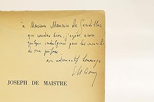 Bild des Verkufers fr Joseph de Maistre, textes choisis et prsents par E.M. Cioran zum Verkauf von Librairie Le Feu Follet