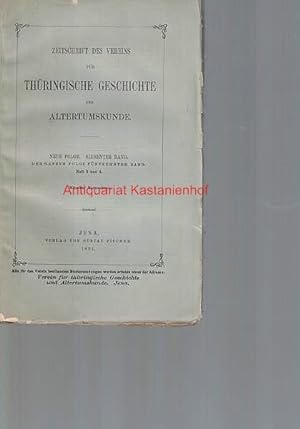 Bild des Verkufers fr Zeitschrift des Vereins fr Thringische Geschichte und Altertumskunde, zum Verkauf von Antiquariat Kastanienhof