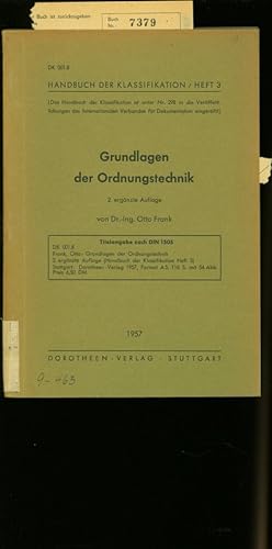GRUNDLAGEN DER ORDNUNGSTECHNIK. Handbuch der Klassifikation, Heft 3.